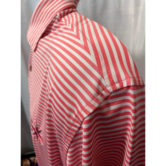 FootJoy FJ Pointe West Country Club Golf Polo Shirt Mens Large Red White Stripe - Picture 7 of 11